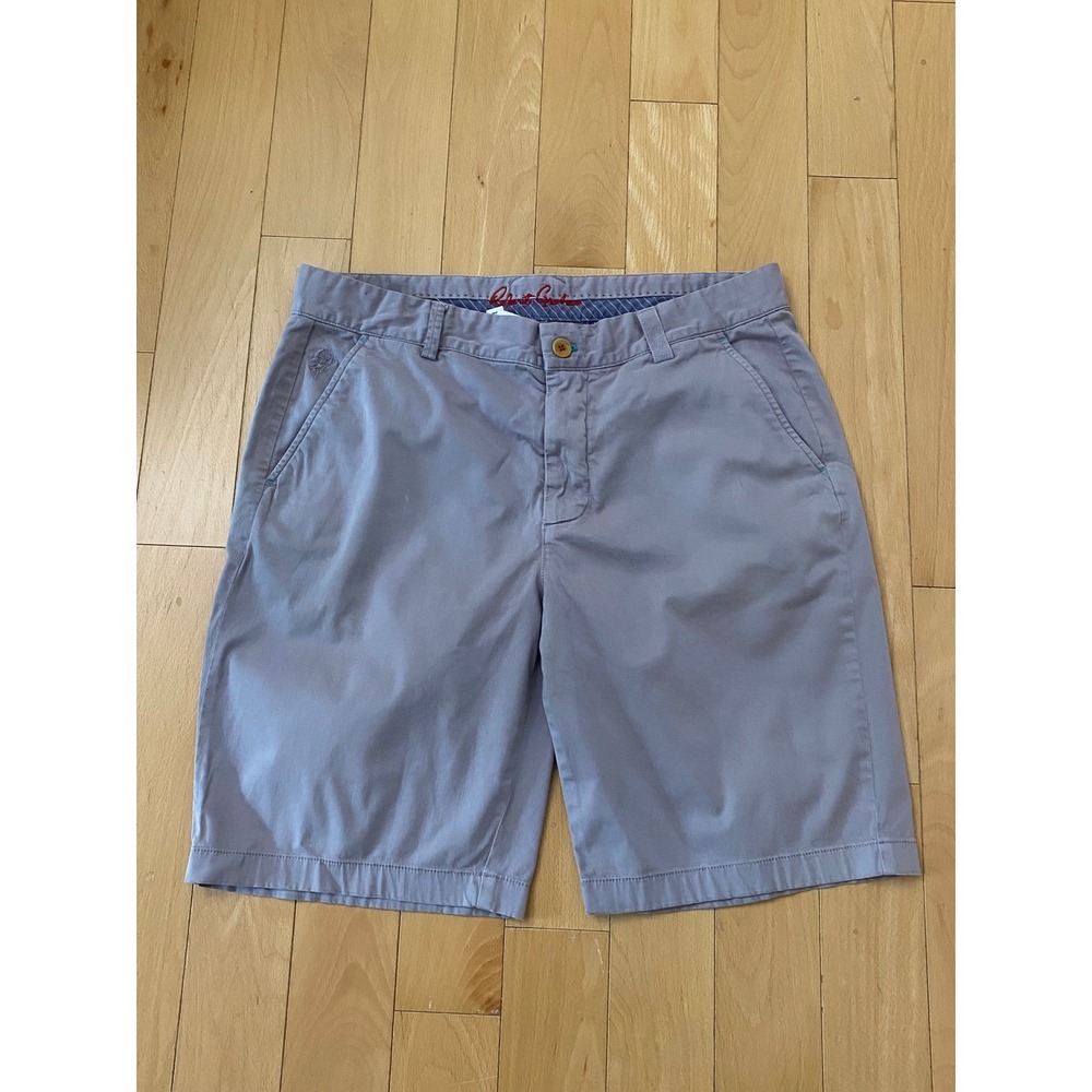 Robert Graham Shorts‎ Mens 34 Purple Grey Classic Fit Embroidered Logo Chino